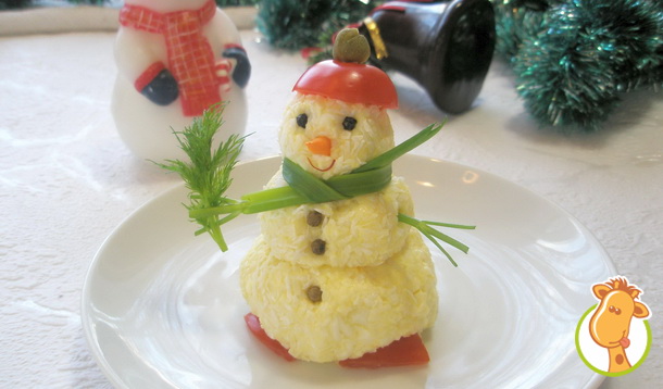 Новогодняя закуска Снеговик рецепт с фото