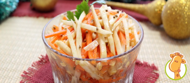 Острая салат-закуска в новогоднем меню: сельдерей с морковью по-корейски
